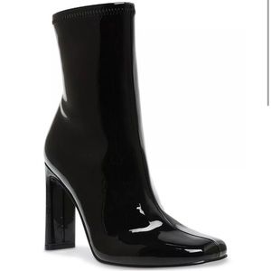 STEVE MADDEN Women's Leana Sock Ankle Booties Polished Black